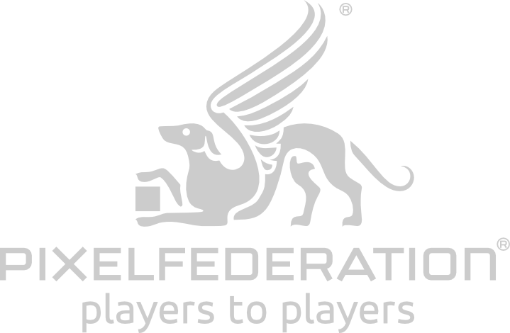 Pixel Federation logo šedé